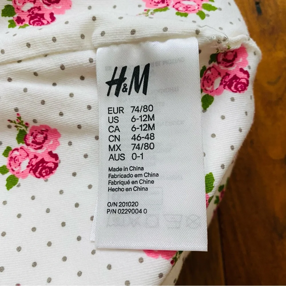 H&M Floral Hat Cotton Cottagecore Girl size 6 - 12 Months